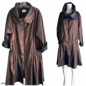 Linda Lundstrom Shimmering Copper Coat Cowl Neck Parka